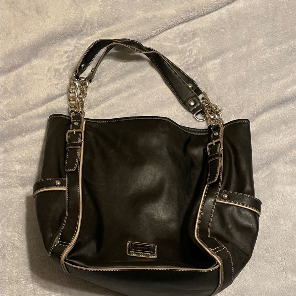Nine West Black Shoulder Bag with Chain Detail
